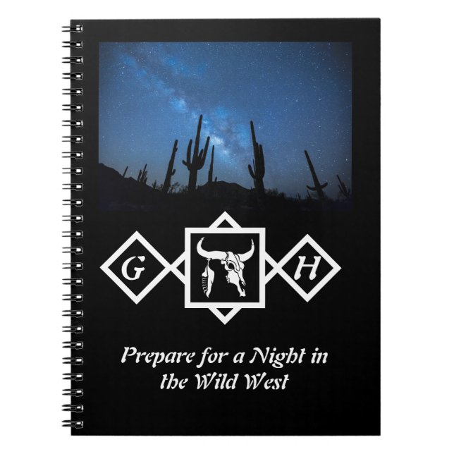 Caderno Espiral Foto de Monograma de Silhueta Silhuette de Bull Wh (Frente)