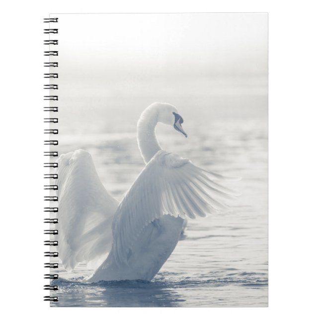 Caderno Espiral Foto de Natureza de Swan Branco (Frente)
