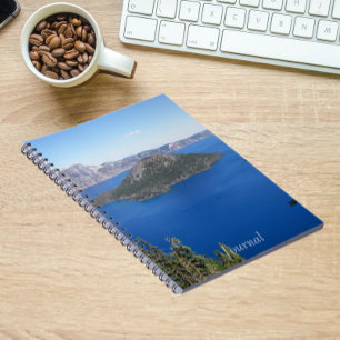 Caderno Espiral Foto de Paisagem de Lago Azul Crater