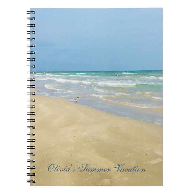 Caderno Espiral Foto de praia de férias personalizadas lindas (Frente)