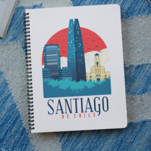Caderno Espiral Foto de Santiago de Chile Vintage Skyline