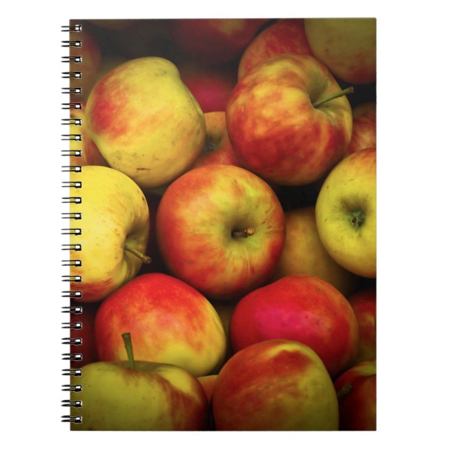 Caderno Espiral Foto de um Bushel de Maçãs Amarelas e Vermelhas (Frente)