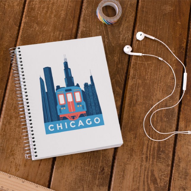 Caderno Espiral Foto de Viagens vintage Skyline Chicago (chicago cityscape notebook)