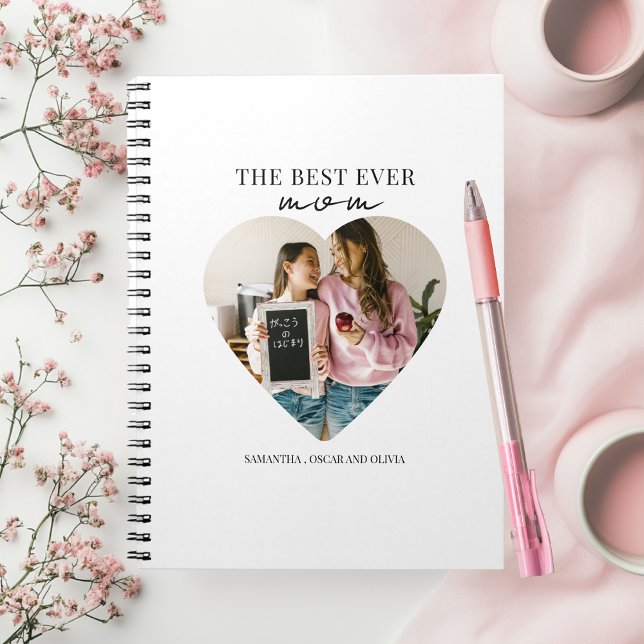 Caderno Espiral Foto do Coração da Melhor Mãe Personalizada (Criador carregado)