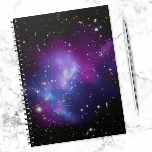 Caderno Espiral Foto do Espaço Celestial do Cluster com Galáxias R