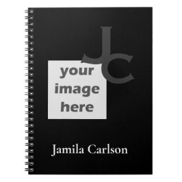 Caderno Espiral foto do nome das iniciais modernas