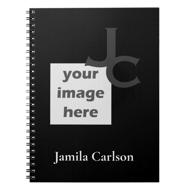 Caderno Espiral foto do nome das iniciais modernas (Frente)