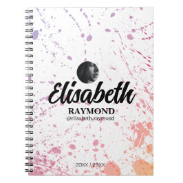 Caderno Espiral Foto e nome do Splatter Watercolor
