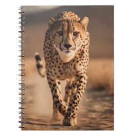 Caderno Espiral Foto Majestosa de Guepardo Selvagem Correndo