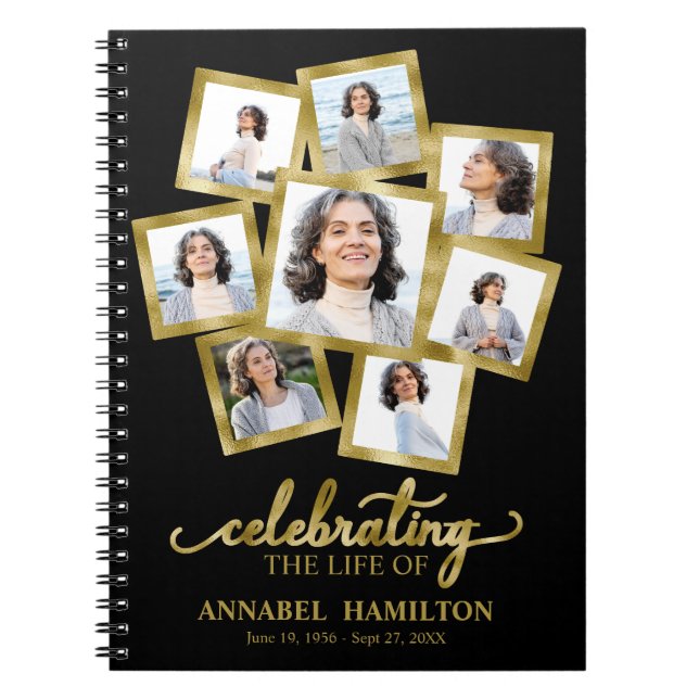 Caderno Espiral Foto: Memorial Funeral Black Guest Book (Frente)
