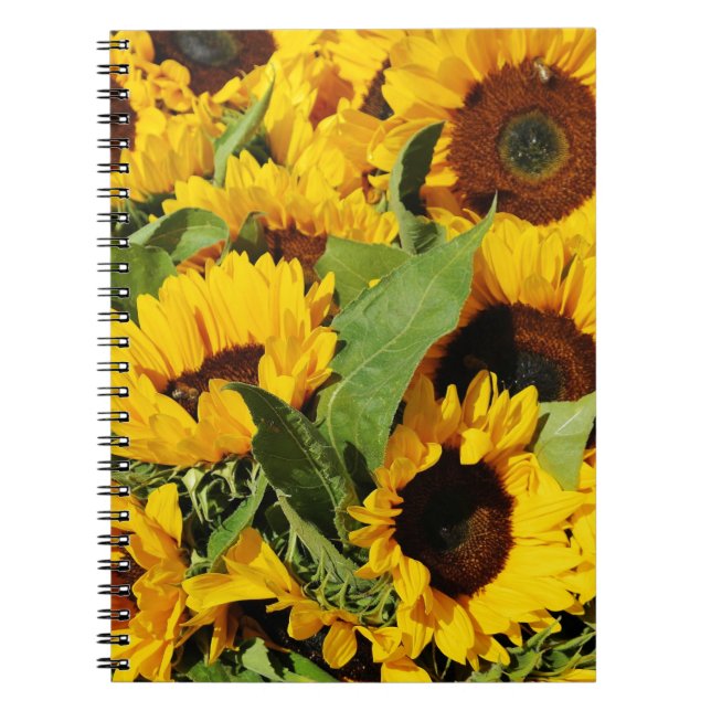 Caderno Espiral Foto: Notebook espiral Amarelo Girassóis (Frente)