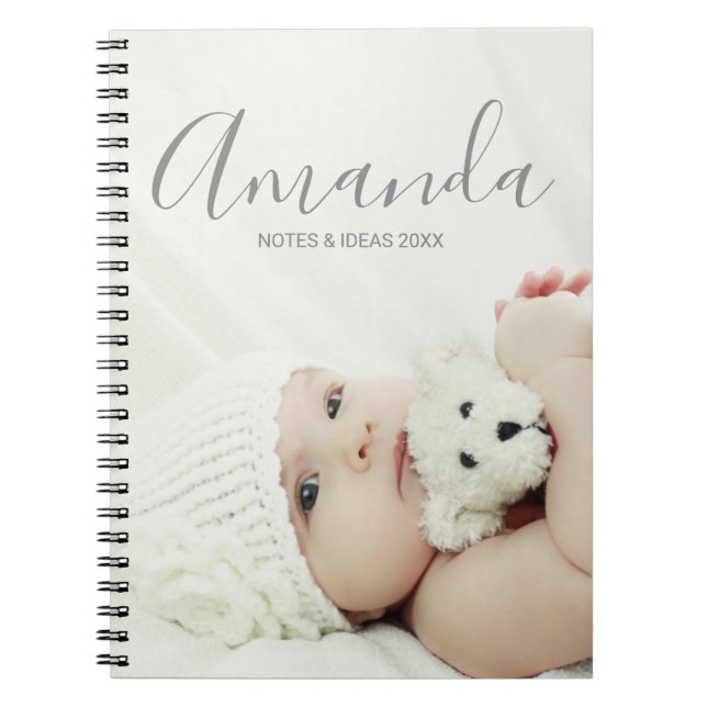 Caderno Espiral Foto personalizada com nome e texto personalizados (Frente)