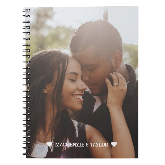 Caderno Espiral Foto Personalizada Coração de Amor do Casal Person (Frente)
