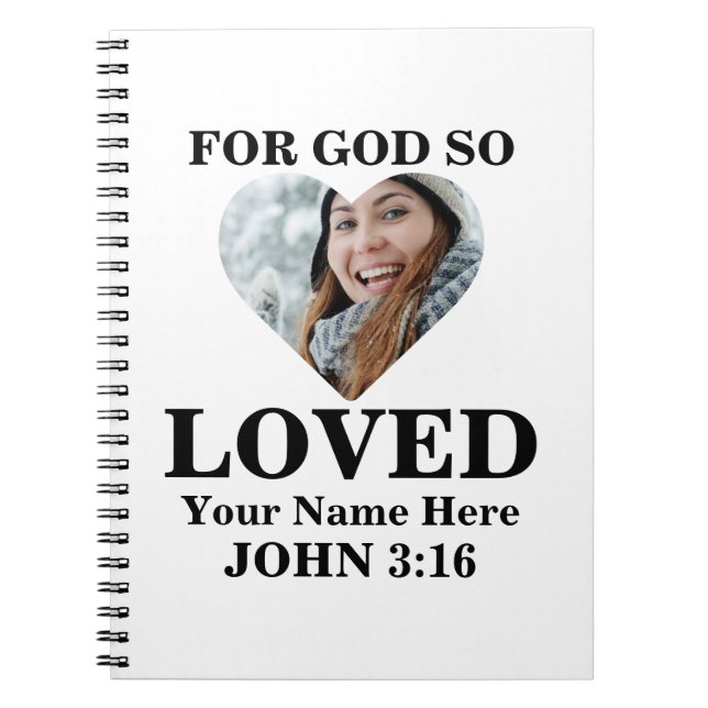 Caderno Espiral Foto personalizada da Bíblia cristã Verse John 3 1 (Frente)