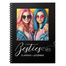 Caderno Espiral Foto personalizada de Bestimento Branco Preto Mode