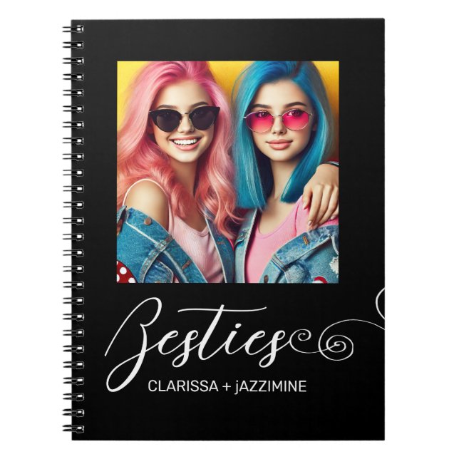 Caderno Espiral Foto personalizada de Bestimento Branco Preto Mode (Frente)