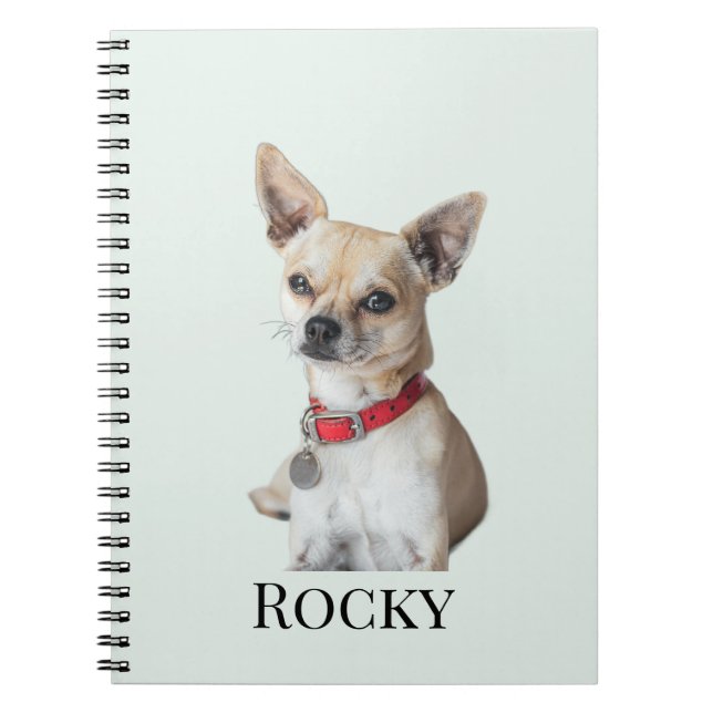Caderno Espiral Foto Personalizada de Cachorro | Nome do Pet Perso (Frente)