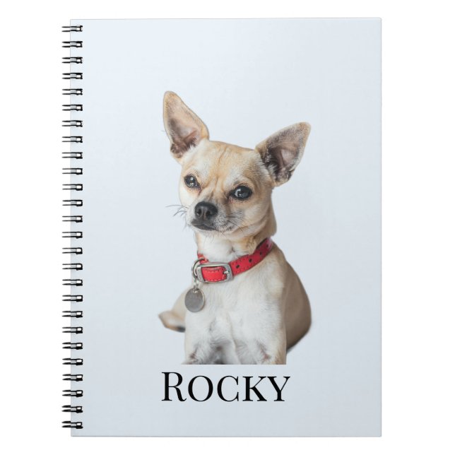 Caderno Espiral Foto Personalizada de Cachorro | Nome do Pet Perso (Frente)