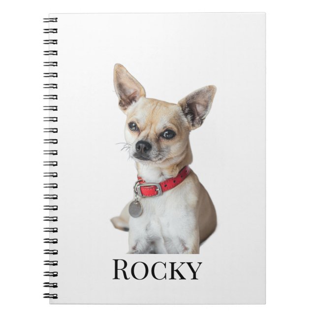 Caderno Espiral Foto Personalizada de Cachorro | Nome Personalizad (Frente)