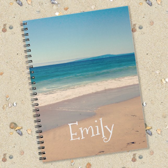 Caderno Espiral Foto personalizada de praia de férias da Califórni (Criador carregado)