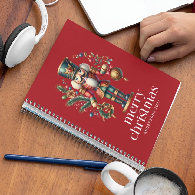 Caderno Espiral Foto personalizada do biscoito de Natal Festivo (Criador carregado)