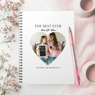 Caderno Espiral Foto Personalizada do Coração da Melhor Mãe de Tod