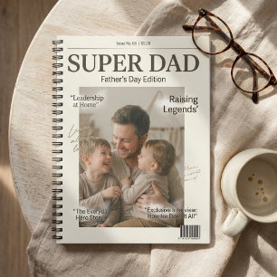 Caderno Espiral Foto personalizada do Dia dos Pais Super Pai
