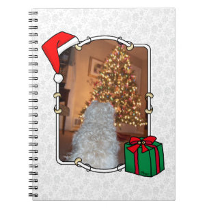 Caderno Espiral Foto personalizada Santa Hat Pet HO HO