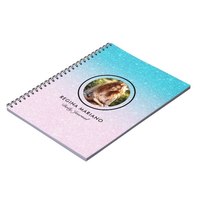 Caderno Espiral Foto personalizada, verde-brilhante ombre (Left Side)