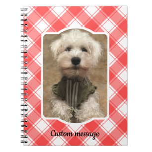 Caderno Espiral Foto personalizada, Xadrez de fazendeiros brancos 