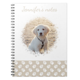 Caderno Espiral Foto Pet Personalizada e Pinturas Brancas no bege