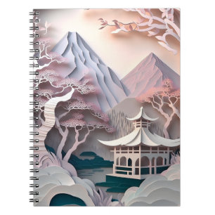 Caderno Espiral Foto primitiva de Pavilhão de Paisagem de Cutout d