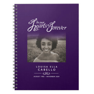 Caderno Espiral Foto roxa escura dos corações memoráveis da