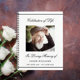 Caderno Espiral Foto simples do funeral do livro de convidados