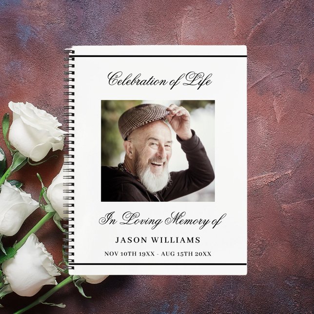 Caderno Espiral Foto simples do funeral do livro de convidados (Criador carregado)