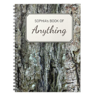 Caderno Espiral Foto velha botânica de madeira do latido do pinho