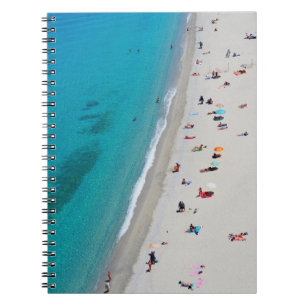 Caderno Espiral Foto visual de Bird de pessoas na praia
