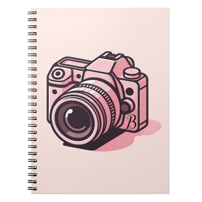 Caderno Espiral Fotografia da câmara DSLR rosa de tendência person (Frente)