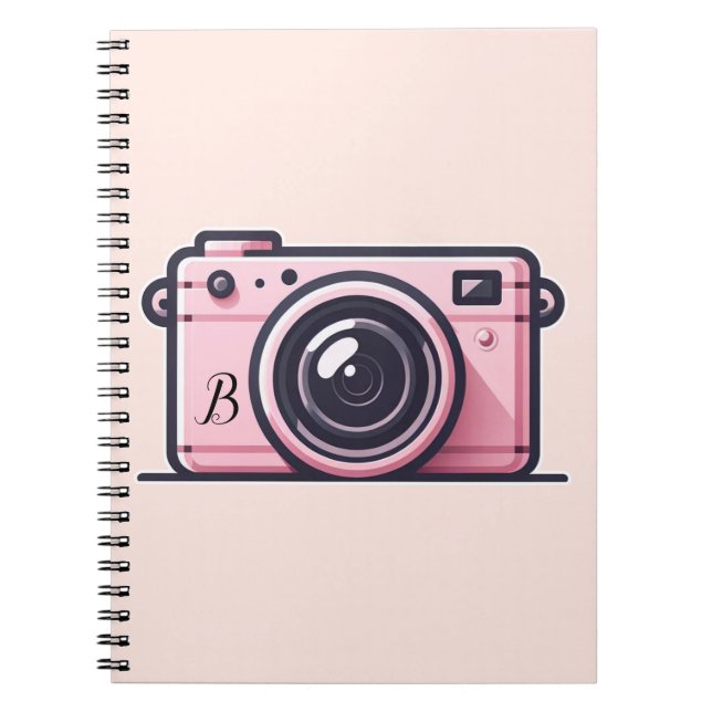 Caderno Espiral Fotografia da Câmera de Snapshot Rosa Trendy (Frente)