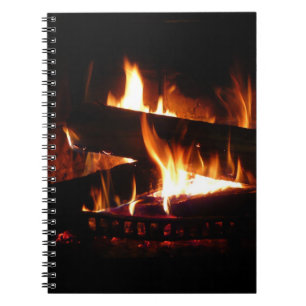 Caderno Espiral Fotografia da cena de inverno quente em lareira