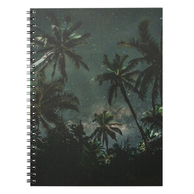 CADERNO ESPIRAL FOTOGRAFIA DE BAIXO ÂNGULO DE ÁRVORES DE CONUTA CO (Frente)