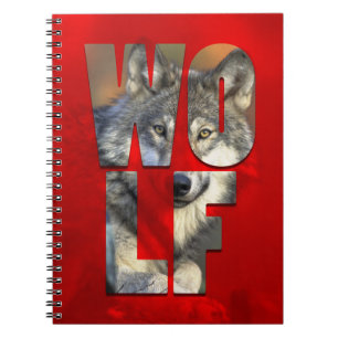 Caderno Espiral Fotografia de Wolf Animal com Tipografia