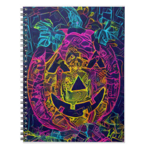 Caderno Espiral Fotografia divertida da abóbora do Halloween A.I.