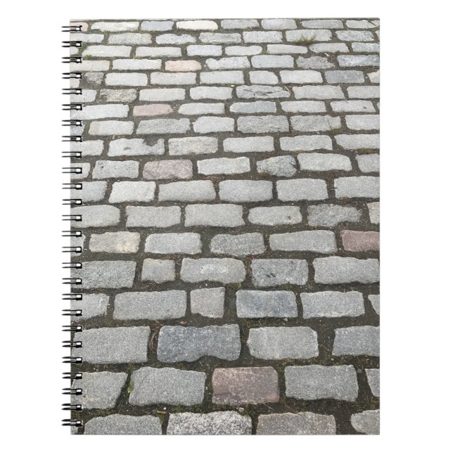 Caderno Espiral Fotografia do Caminho da Rua Cobblestone Brick (Frente)