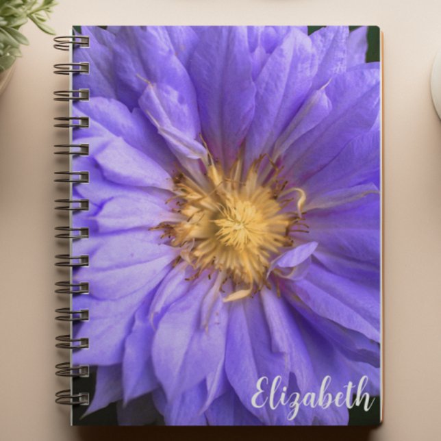Caderno Espiral Fotografia Floral Personalizada com Flor Roxo Eleg (Criador carregado)