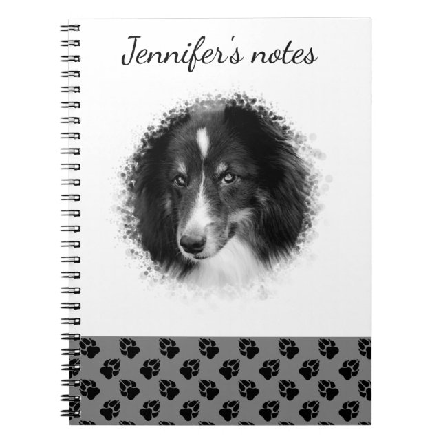 Caderno Espiral Fotografias Pet Personalizadas E Peças Pretas Na C (Frente)