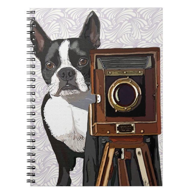Caderno Espiral Fotógrafo em Boston Terrier 2 (Frente)