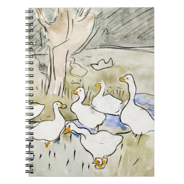 Caderno Espiral Fotos de Pato Bonito Desenhado à Mão Fotos de Pato (Frente)