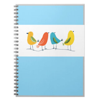 Caderno Espiral Four Birds Perched on a Twig Notebook