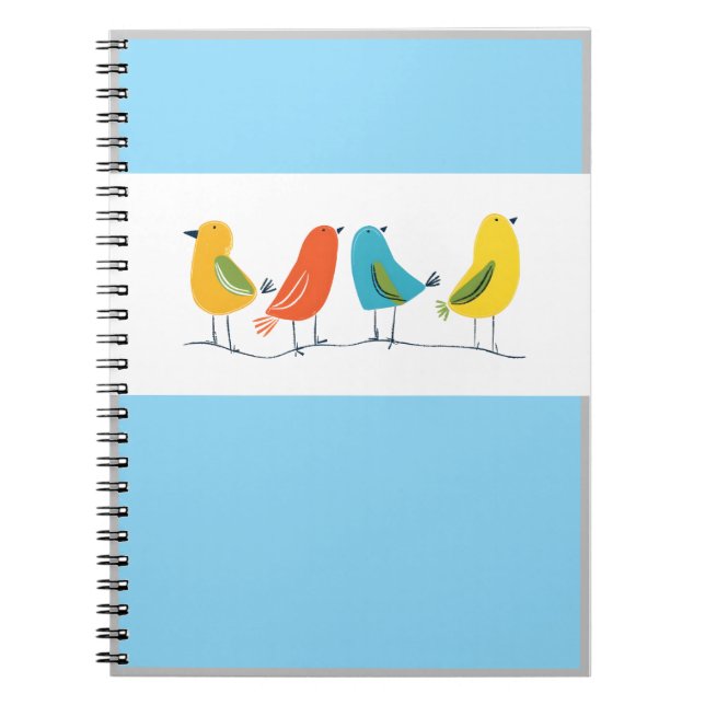Caderno Espiral Four Birds Perched on a Twig Notebook (Frente)